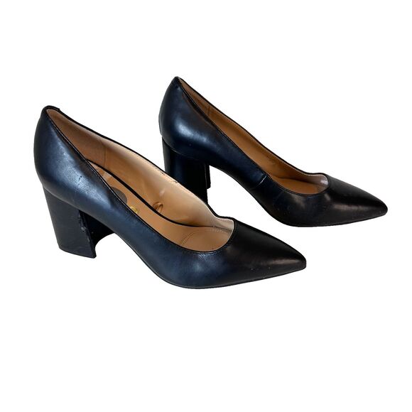 Unisa Black Pointed Toe Block Heel Pumps Women's US Size 7 - Picture 1 of 7
